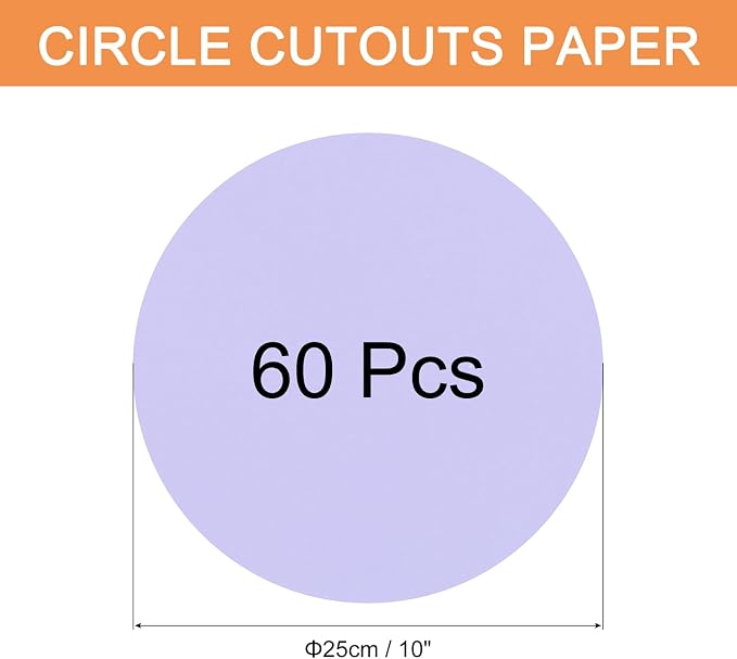 MECCANIXITY 60 PCS Light Purple Color Circle Cutouts Paper 10 Inch Round Card - Image 2