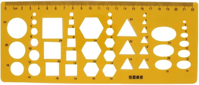 Utoolmart Plastic Drawing Templates Yellow Measuring Rulers Geometric Templates by Utoolmart