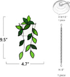 Green Stained Glass Suncatcher for Window, Artificial Fake Plant Decor Hanging - Image 4