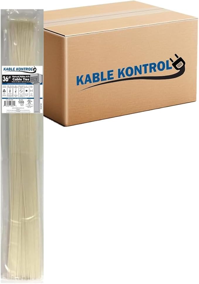 Kable Kontrol Cable Zip Ties Natural White 1, 50 Lbs Tensile Strength, Bulk Pack by KABLEKONTROL%C2%AE