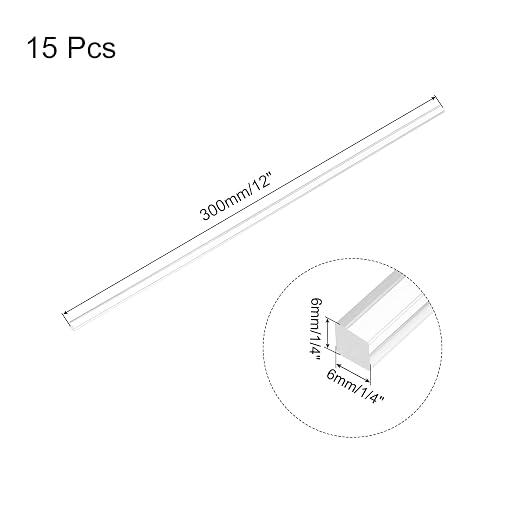 MECCANIXITY 15pcs Acrylic Square Rods 1/4" x 12" Clear Acrylic Dowel Rods - Image 2