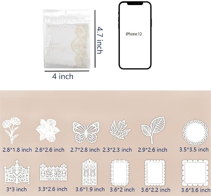 Diuhofart 60Pcs Large Scrapbook Embellishments Frame Lace Paper Cutout - Image 6