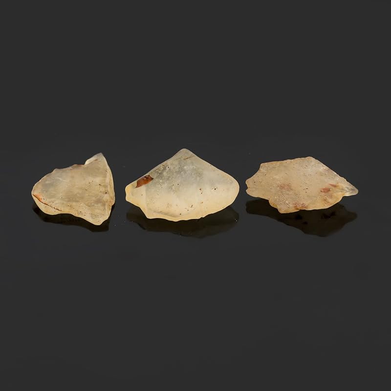 ColouredRocks 3pcs Libyan Desert Glass, Raw Golden Tektite Crystals, Loose - Image 2