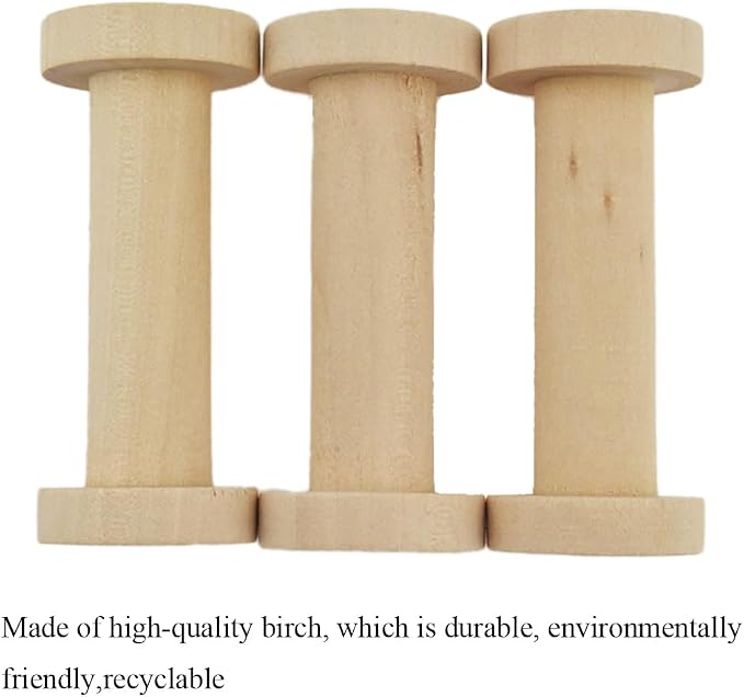 HAHIYO 2.76Inch/7cm 3PCs Natural Wood Unfinished Wooden Empty Thread Spool - Image 5