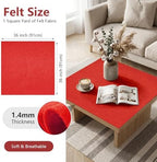 Red Felt Fabric 36'' X 36'', 1.4mm Large Felt Sheets Soft Durable Crafts Felt - Image 2