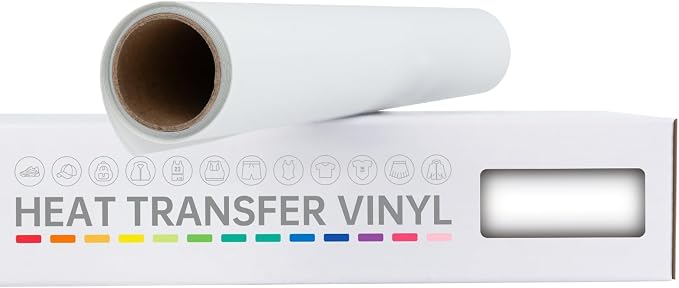 VinylRus Heat Transfer Vinyl-12” x 6ft White Iron on Vinyl Roll by VinylRus