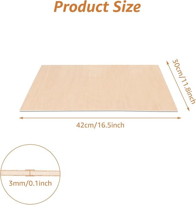 10Pcs 16 x 12 x 1/8 Inch Baltic Birch Plywood Sheets 3mm Unfinished Plywood - Image 2