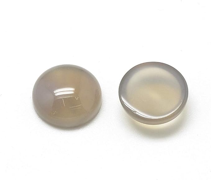 FASHEWELRY 50Pcs Natural Gray Agate Cabochons Flat Back Gemstone Cabochons Half - Image 2