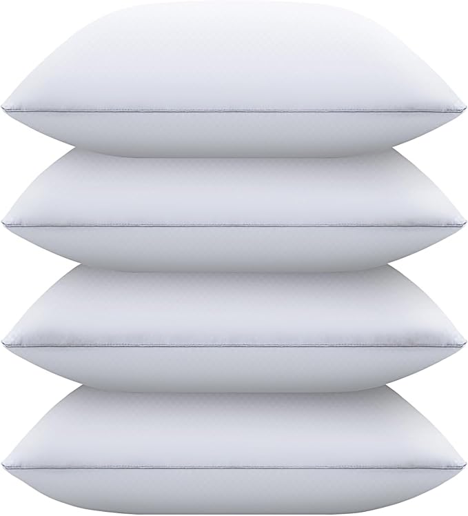 Piwaal Bed Pillows for Sleeping King Size Set of 4, Down Alternative Filling by Home