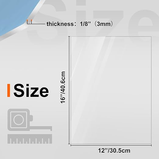 KINLINK 12x16 Plexiglass Sheets 1/8 inch Thick, 3mm Clear PET Plastic Sheet - Image 2