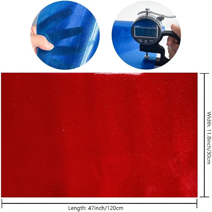 ONEART | Red Transparent Glitter Vinyl Roll, 0.7 mm Solid Clear PVC Jelly Vinyl - Image 4