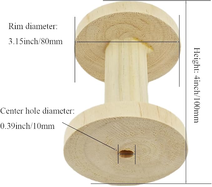 HAHIYO 4Inch/10cm 2PCs Natural Wood Unfinished Wooden Empty Thread Spool Smooth - Image 2