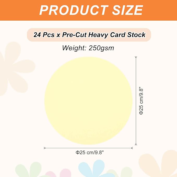 MECCANIXITY 24 Pcs Circle Card Stock, 9.8 Inch Round Cutouts Paper Thick - Image 2