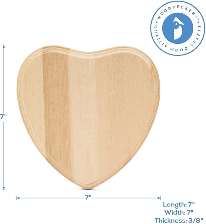Wooden Hearts 7 inch Pack of 2 Wood Heart Valentine's Crafts Mother's Day Craft - Image 4