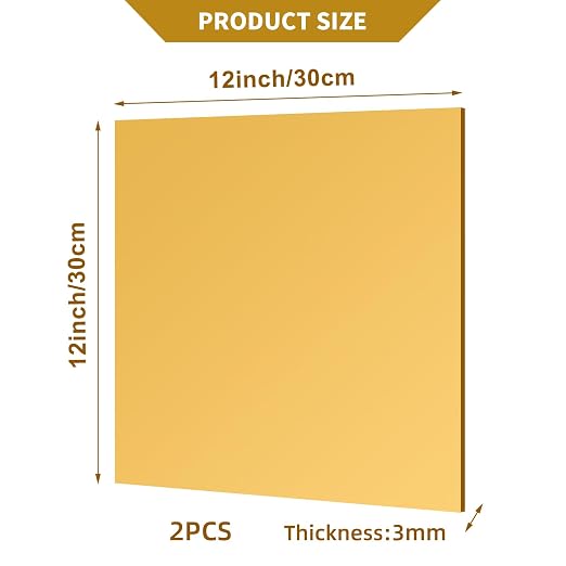 2 Pcs 12 x12 Inch GoldAcrylic Mirror Sheet, 1/8 Inch Thick Opaque Glossy Mirror - Image 2