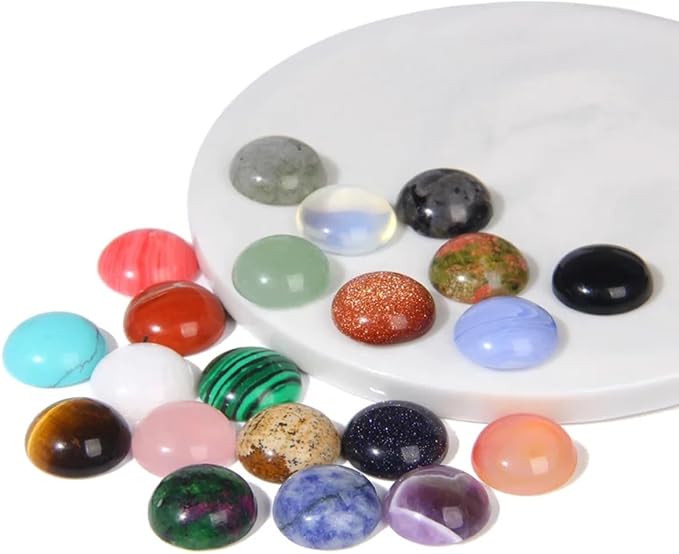 20pcs Assorted Colors 4-12mm Natural Stone Semicircle Cabochons Beads - Image 4