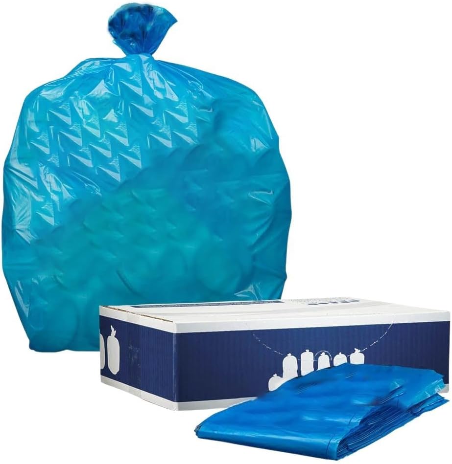 55 Gallon Recycling Bags, 1.5 Mil, Blue, 38x55, 100/Case
