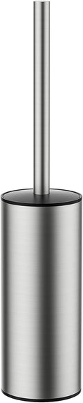 Toilet Brush and Holder Set, Toilet Bowl Brush with Heavy Duty 304 Stainless Steel Base and Extra Long Handle, Toilet Bowl Cleaners Brush for Bathroom (Stainless Steel)