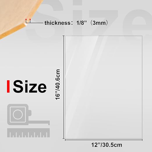 KINLINK 12x16 Plexiglass Sheets 1/8 inch Thick, 3mm Clear Cast Acrylic Sheet - Image 2