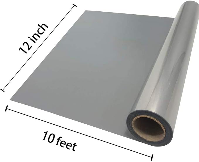 FUNKAKA Heat Transfer Vinyl Reflective Dark Gray HTV Roll, Reflective HTV Vinyl - Image 2