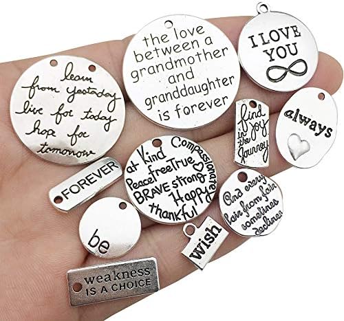 30pcs Inspiration Words Charms Craft Supplies Mixed Pendants Beads Charms - Image 4