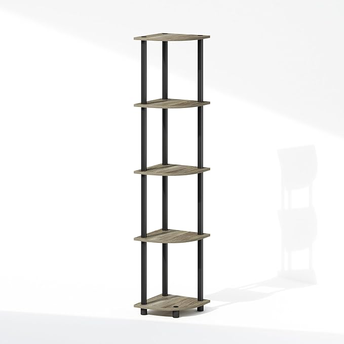 Furinno Turn-N-Tube Storage Shelves, 5-Tier Book Shelf, Corner Shelf, Toolless - Image 4
