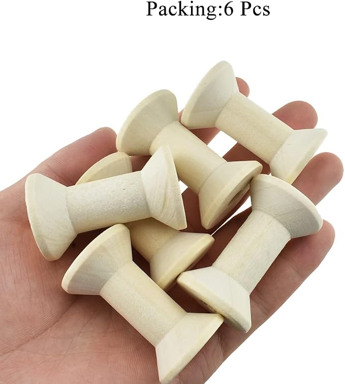 HAHIYO 2Inch 6Pack Natural Wood Unfinished Wooden Empty Thread Spool Smooth - Image 6