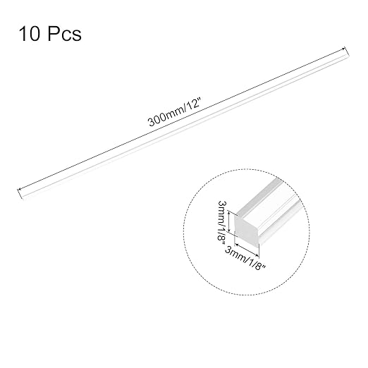 MECCANIXITY 10pcs Acrylic Square Rods 1/8" x 12" Clear Acrylic Dowel Rods - Image 2