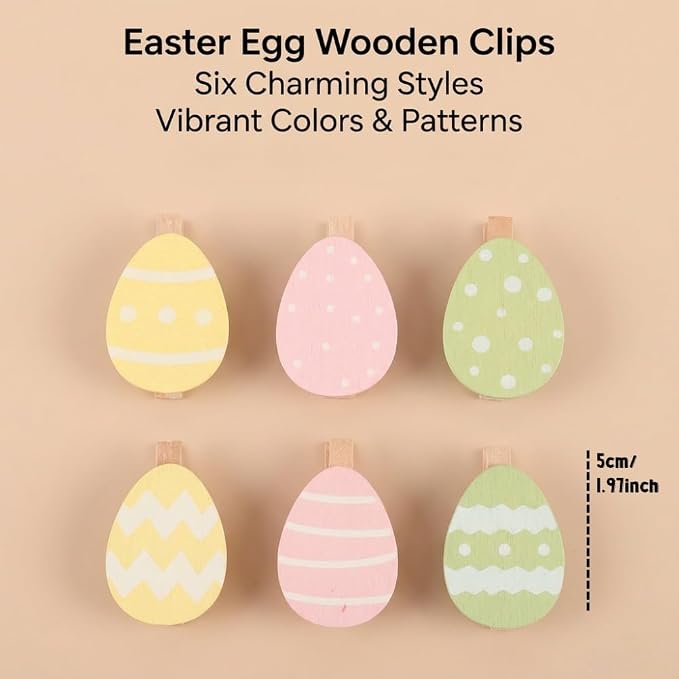 18 Pack Colorful Egg Wooden Clothespins, Mini Decorative Clips - Image 7