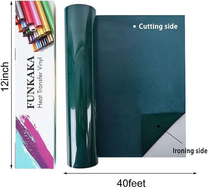 FUNKAKA Dark Green HTV Heat Transfer Vinyl Rolls, Adhesive Vinyl - Image 3