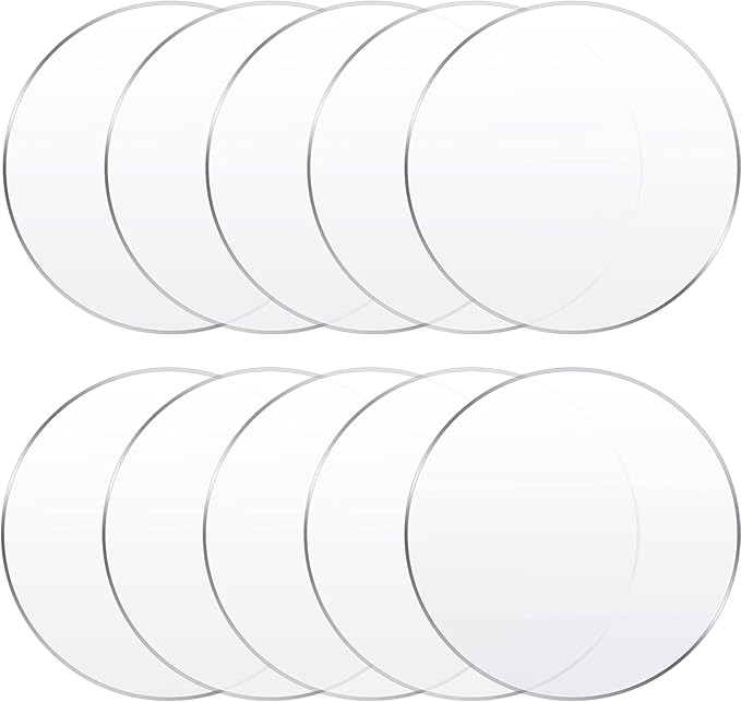 Yalikop 10 Pcs 10 Inch Acrylic Circle Blanks Clear Disc Round Transparent by Yalikop