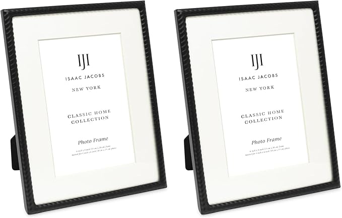 Isaac Jacobs 6x8 Black Metal Rope Border Picture Frame, Horizontal & Vertical by IsaacJacobs