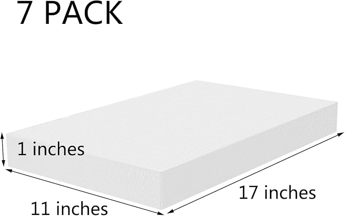 AMZQNART 7pcs 17x11X1in Craft Foam Blocks White - Image 2