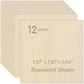 12 Pack Plywood Sheets, 7.87" x 7.87"x 5/64" Basswood Sheets | 2mm Basswood by Hosifiy
