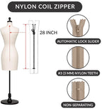 28 Inch Nylon Coil Zipper Light Beige Color, Non Separating Closed-End Sewing - Image 2