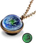 Yocoyee Galaxy Planet Pendant Necklace Glow in Dark Double Side Glass Crystal by Yocoyee