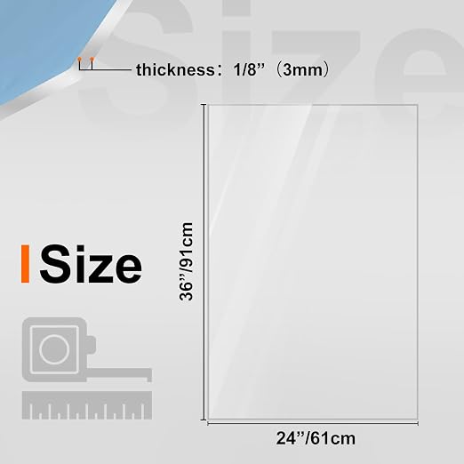 KINLINK 24x36 Plexiglass Sheets 1/8 inch Thick, 3mm Clear PET Plastic Sheet - Image 2