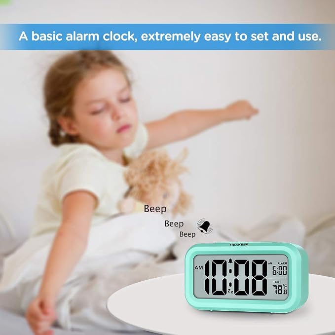 Peakeep Night Light Digital Alarm Clock Battery Operated - Image 2