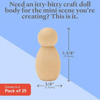 Wood Peg People, 1-3/8 Inch Bunting Shape Wooden People, Strong Birch Wood - Image 4