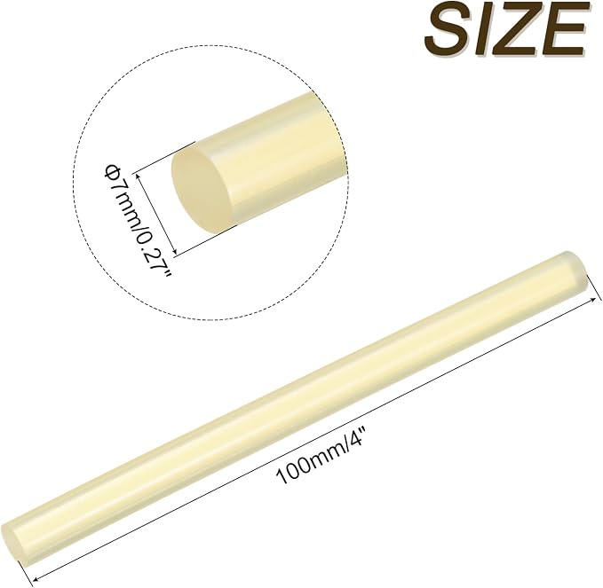uxcell Mini Hot Glue Sticks for Glue Gun 7mm x 100mm Light Yellow 12pcs - Image 2