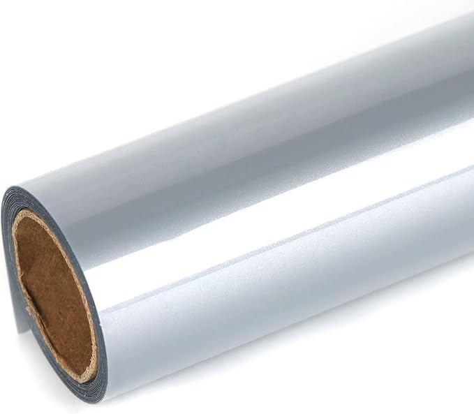TUMIYA Silver Heat Transfer Vinyl HTV Rolls, Glossy Adhesive HTV Vinyl by TUMIYA