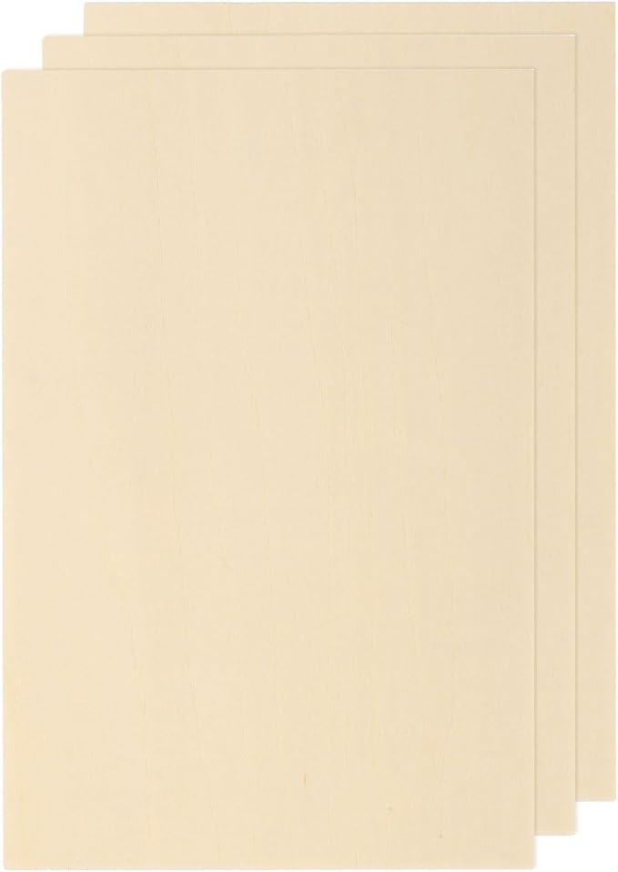 MECCANIXITY 3pcs Basswood Sheets 6 x 4 x 5/64 Inch Unfinished Wood Boards by MECCANIXITY