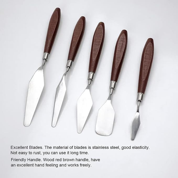 5 Pieces Painting Knives Stainless Steel Spatula Palette Knife Oil Painting - Image 4