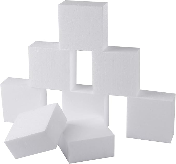 AMZQNART 8pcs 4x4x2in Craft Foam Blocks White by AMZQNART
