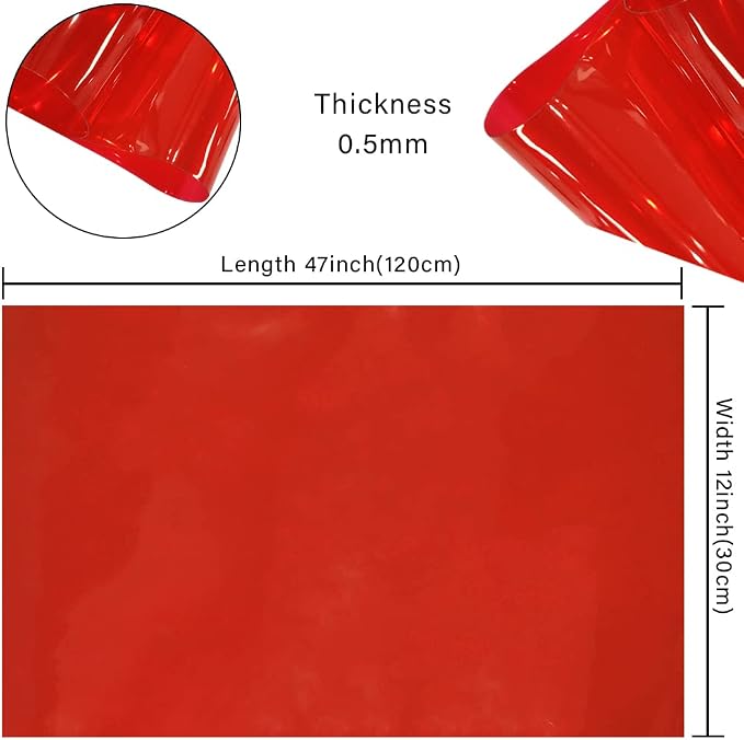 HYANG Red Transparent PVC Super Clear Holographic Vinyl Faux Leather Sheets 1 - Image 4