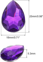 MECCANIXITY 50PCS Flat Back Acrylic Teardrop Gems 18x25mm Artificial Rhinestones - Image 2