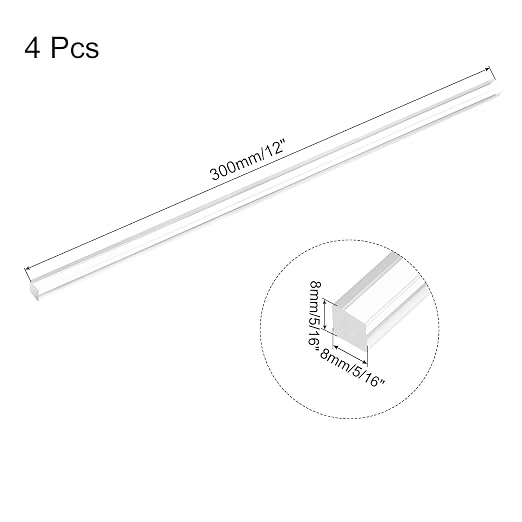 MECCANIXITY 4pcs Acrylic Square Rods 5/16" x 12" Clear Acrylic Dowel Rods - Image 2