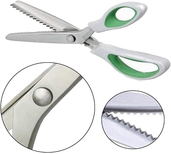 JISTL Green Pinking Shears Comfort Grips Crafts Zig Zag Cut Sewing Scissors - Image 3