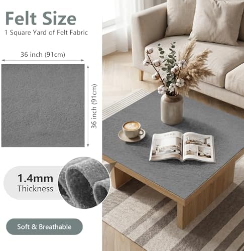 Dark Gray Felt Fabric 36'' X 36'', 1.4mm Large Felt Sheets Soft Durable Crafts - Image 2