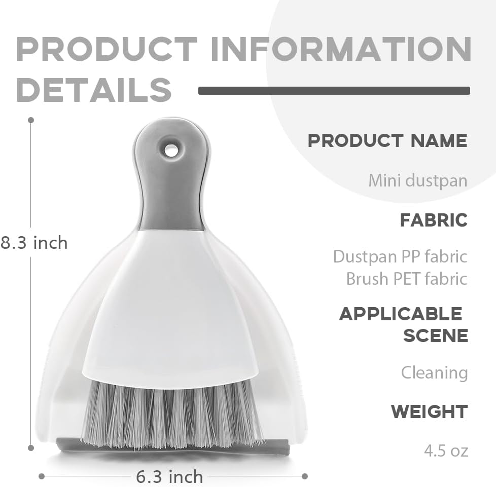 Small Dust Pan and Brush Broom - Dust Pan and Brush Set, Small Dustpan and Brush Set, Hand Broom and Dustpan Set, Dustpan with Brush, Dustpan and Brush Set is Daily Clean Tool for Family. （Gray 2 Set）